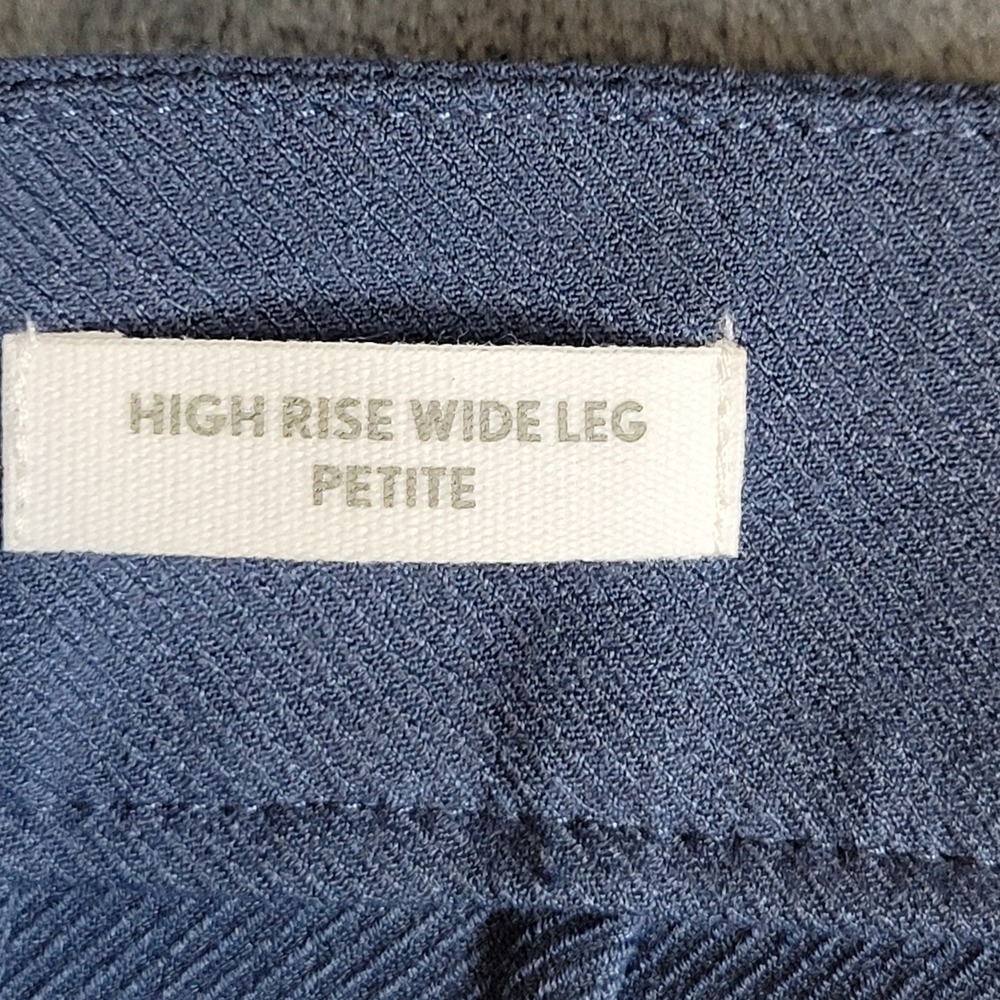 Loft Outlet Slate Blue High Rise Wide Leg Petite Cuffed Trousers Pants 6P NEW - Picture 4 of 9